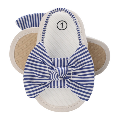 Sandales Bébé à Nœud en Bleu Rayé