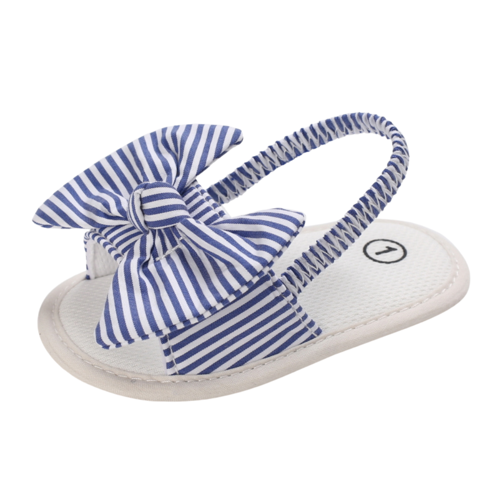Sandales Bébé à Nœud en Bleu Rayé