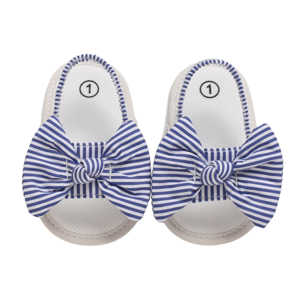 Sandales Bébé à Nœud en Bleu Rayé