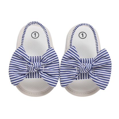 Sandales Bébé à Nœud en Bleu Rayé