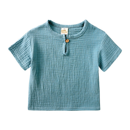 Ensemble d’Été en Lin pour Enfants – Bleu Doux