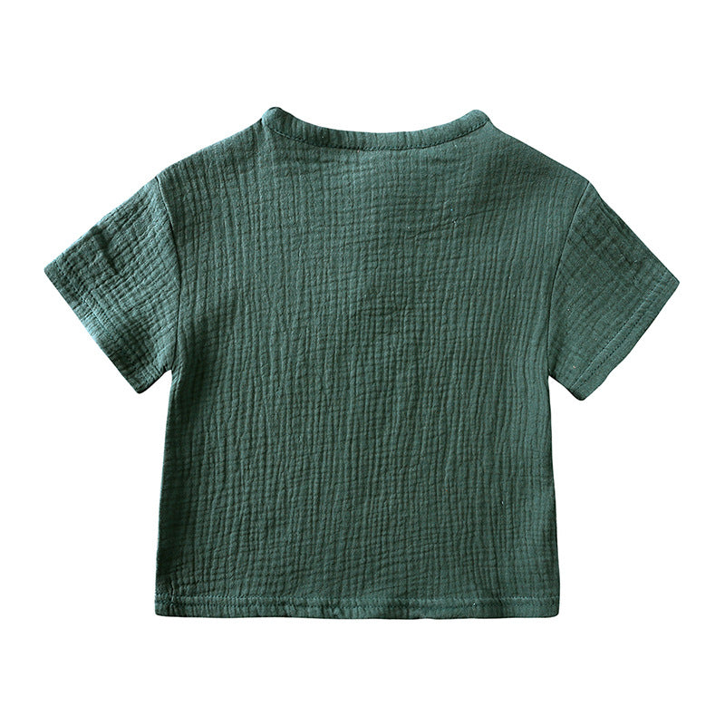 Ensemble d’Été en Lin pour Enfants – Vert Foncé