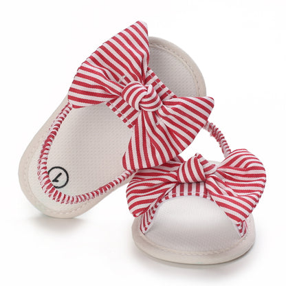 Sandales Bébé à Nœud en Rouge Rayé