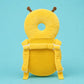 Bee baby head protector, back view with the adjustable shoulder straps