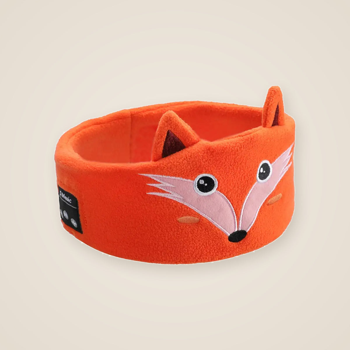 Orange fox kids headband headphones in soft fleece