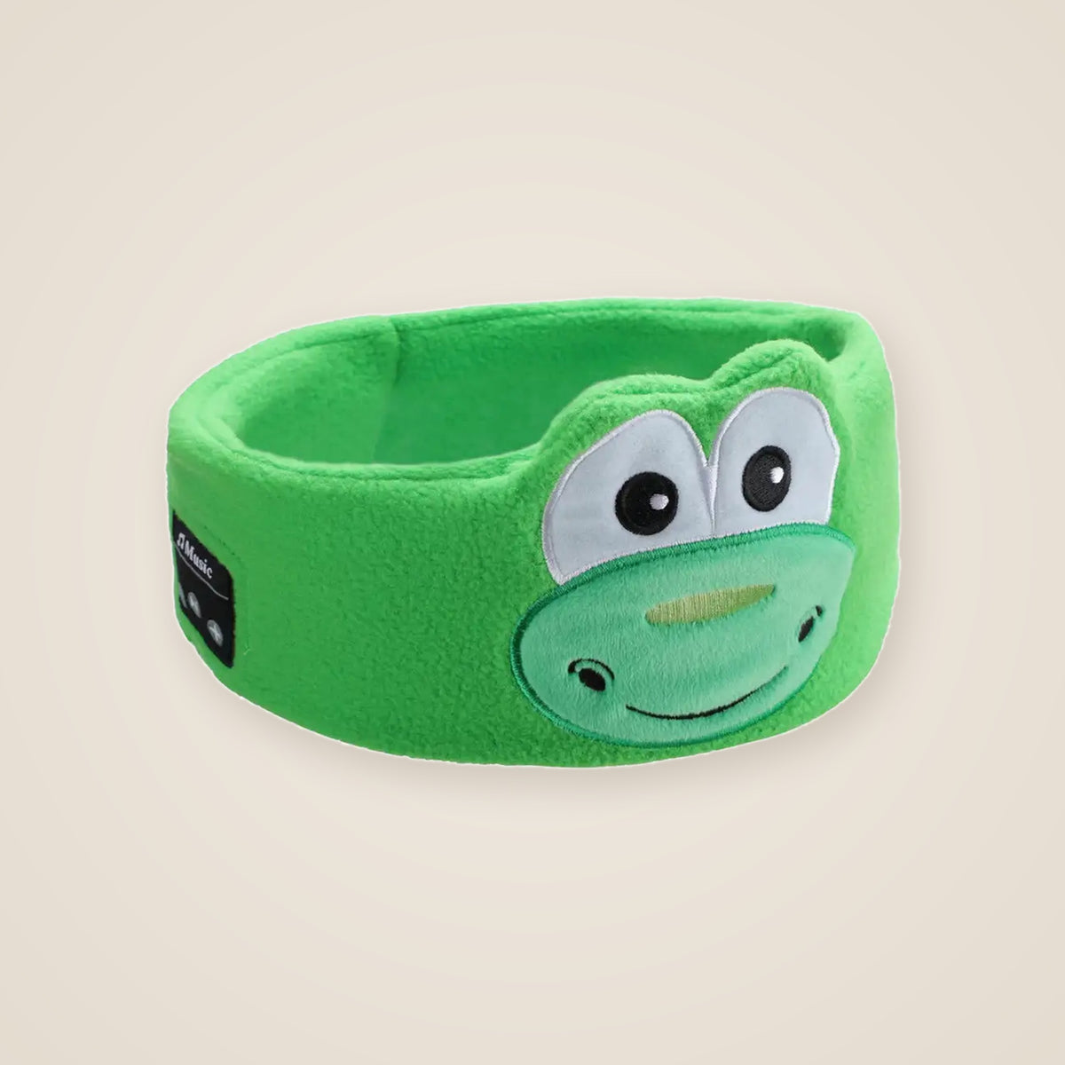 Green frog kids headband headphones in soft fleece