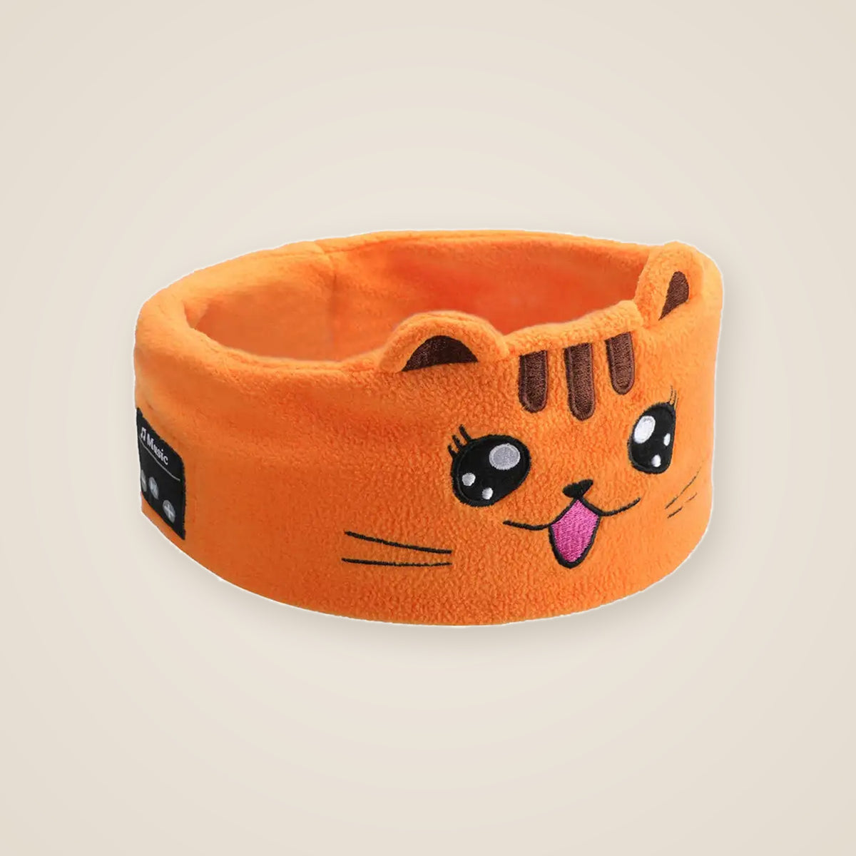 Orange kitty kids headband headphones in soft fleece