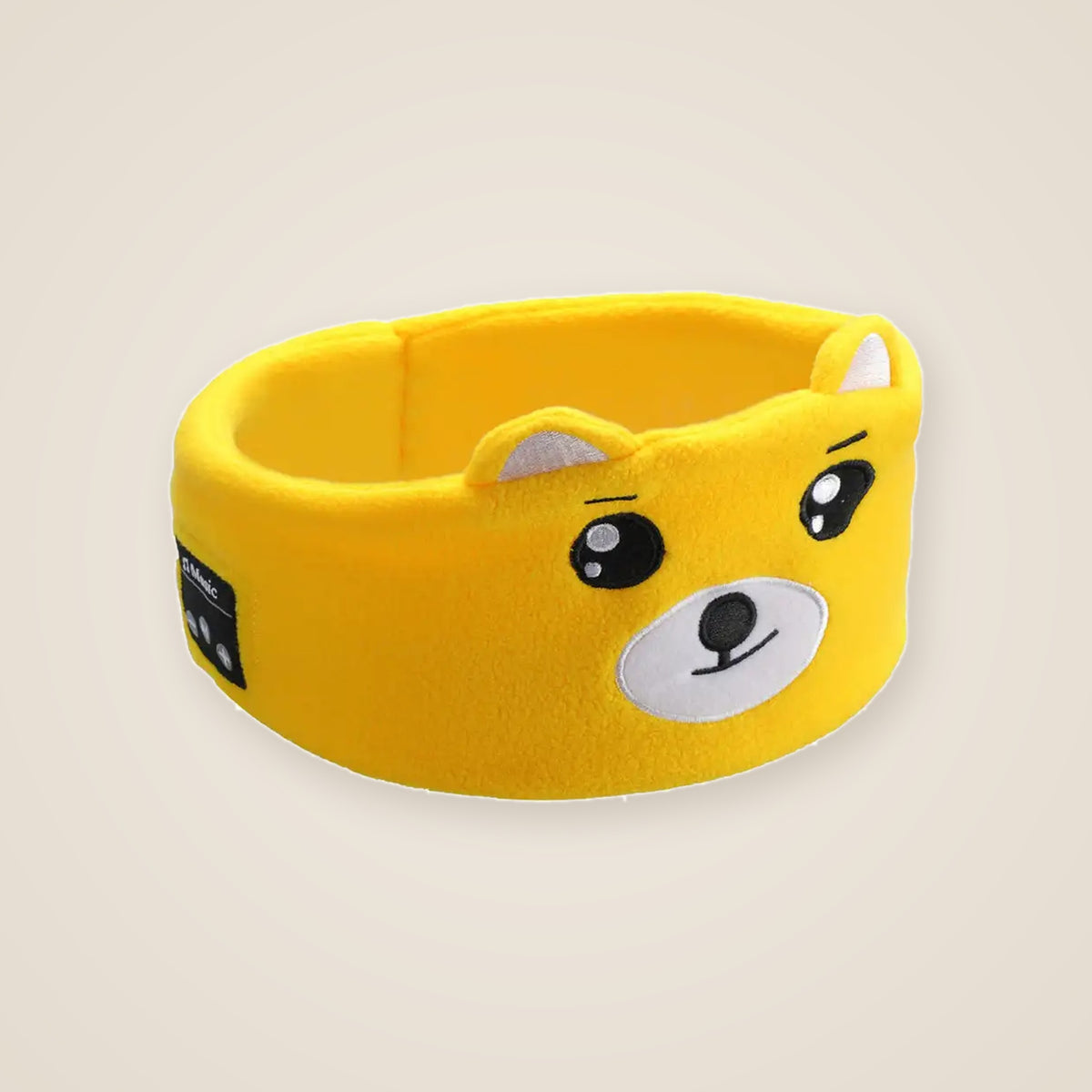 Yellow bear kids headband headphones in soft fleece