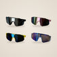 Kids sports sunglasses in black, pink, yellow and light blue