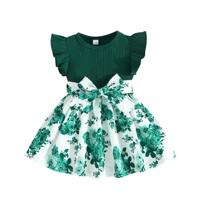 Robe de bébé à fleurs en Vert