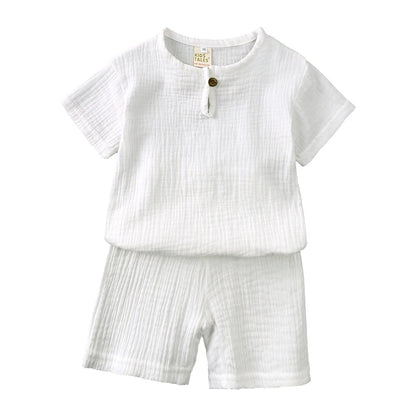 Ensemble d’Été en Lin pour Enfants – Blanc Pur